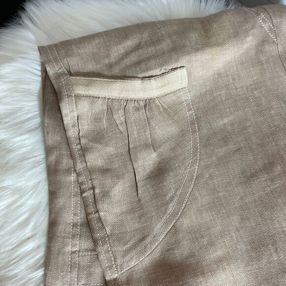 Ronen Chen Tan Linen Wide Leg Pants Sz 4 - Picture 13 of 13